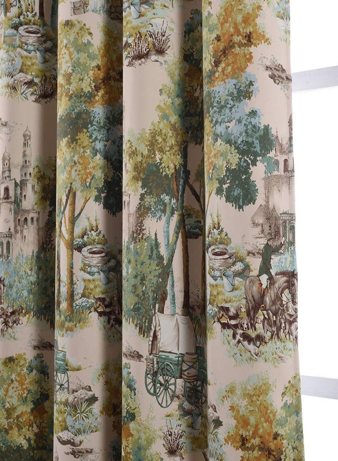 Kotile Forest Artistic Oil Painting Print Rustic Vintage Decor Collection Blocking Draperies 2 Panels 84 Inch Length, Grommet Thermal Insulated Room Darkening Curtains for Living Room - Image 3